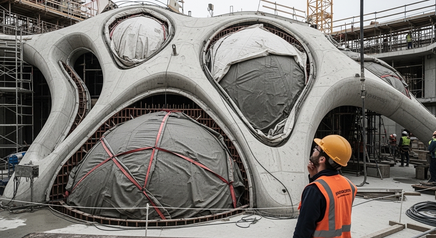 Construcción de arco de concreto con cimbra neumática