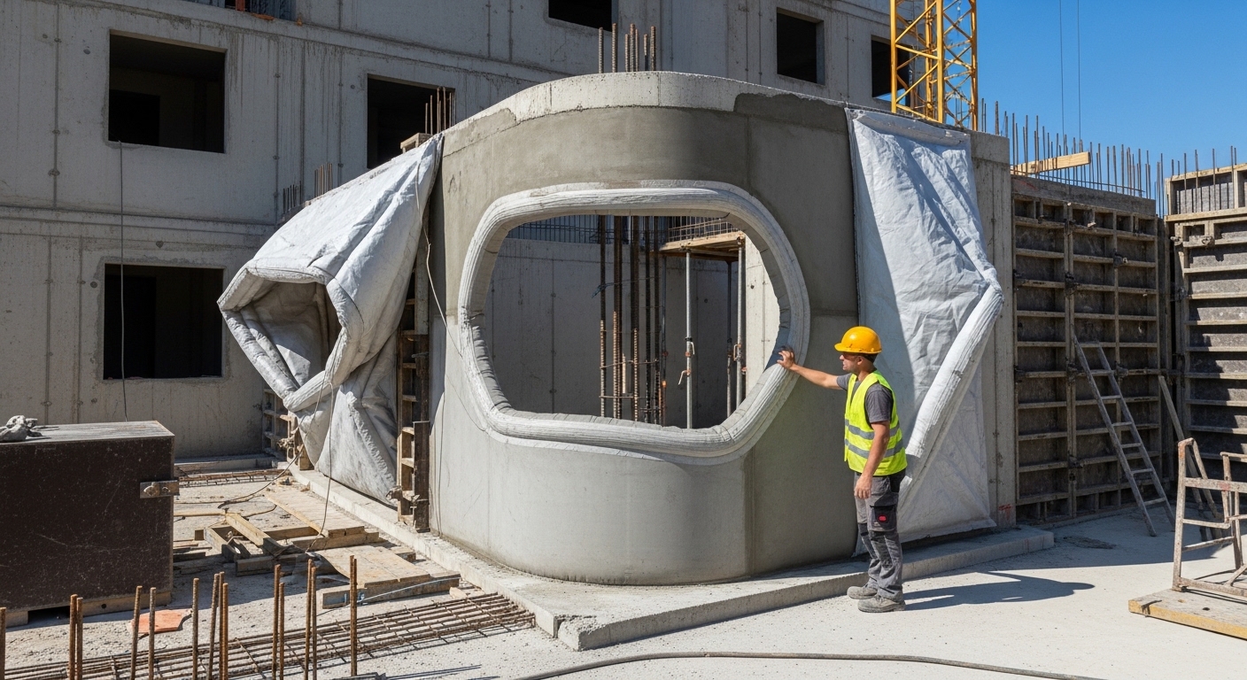 Cimbra neumática inflada para construcción de domo de concreto