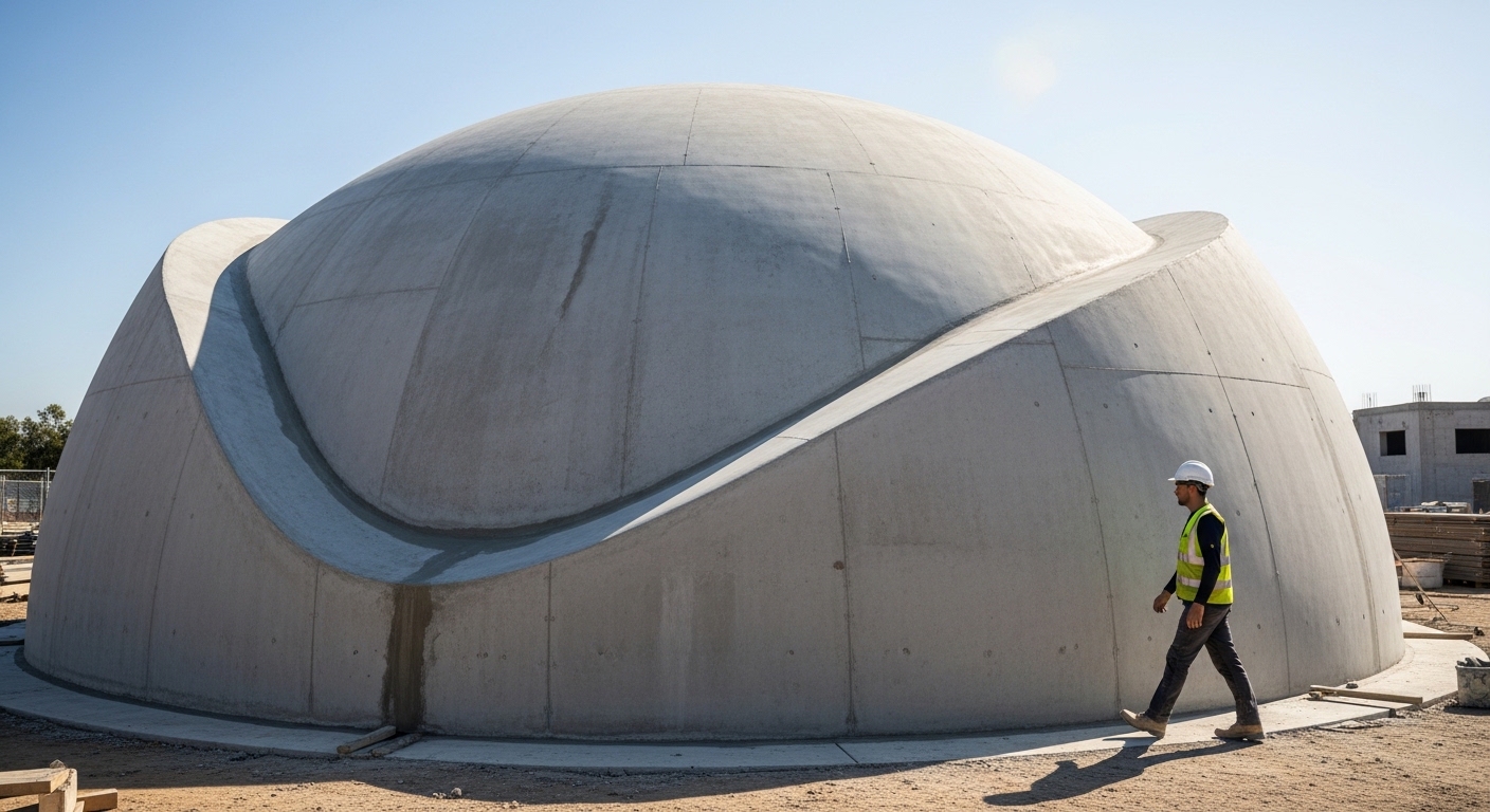 Domo de concreto construido con cimbra neumática en Tulum