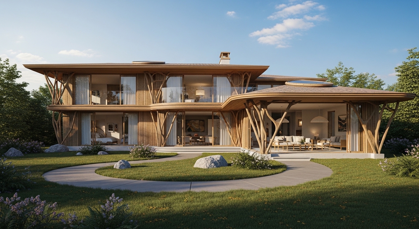 Residencia privada con principios de diseño orgánico y biomimética