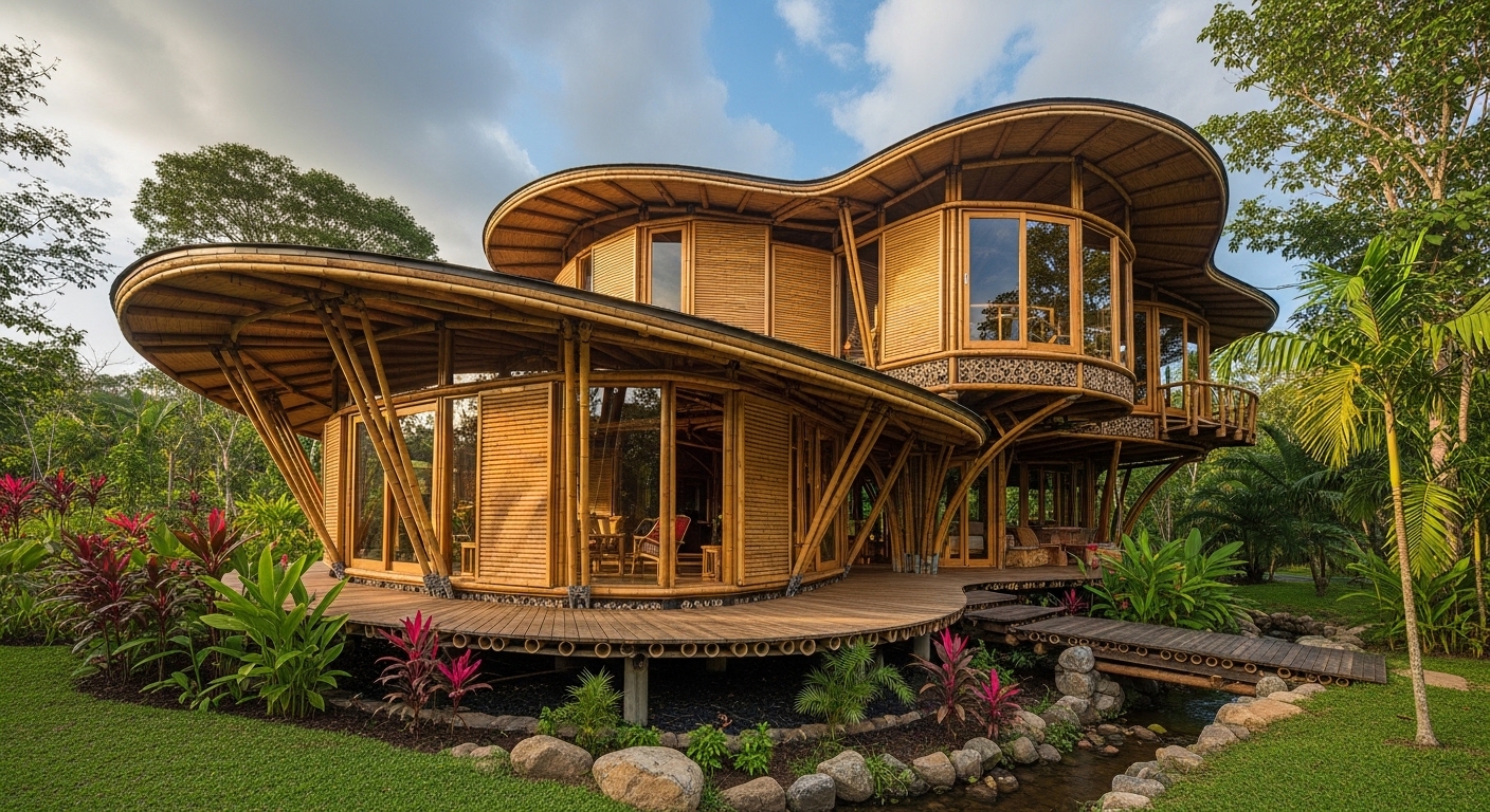 Vivienda sostenible con estructura de bambú